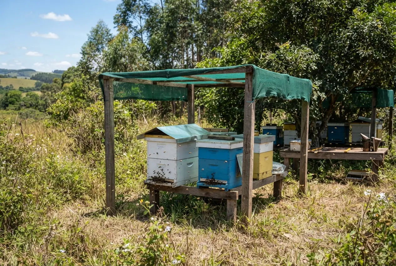 Como proteger o apiário e a caixa de abelha do sol forte 