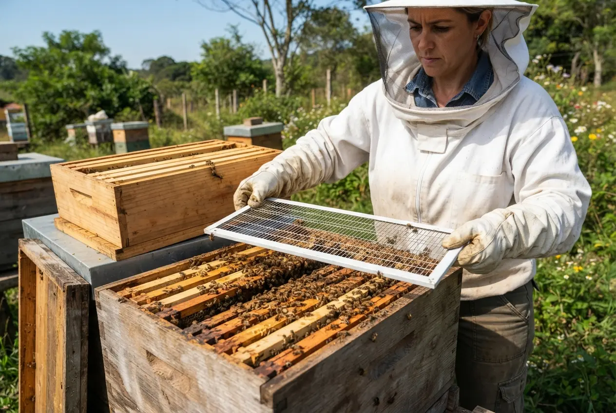 Como usar a tela excluidora de rainha na colmeia 
