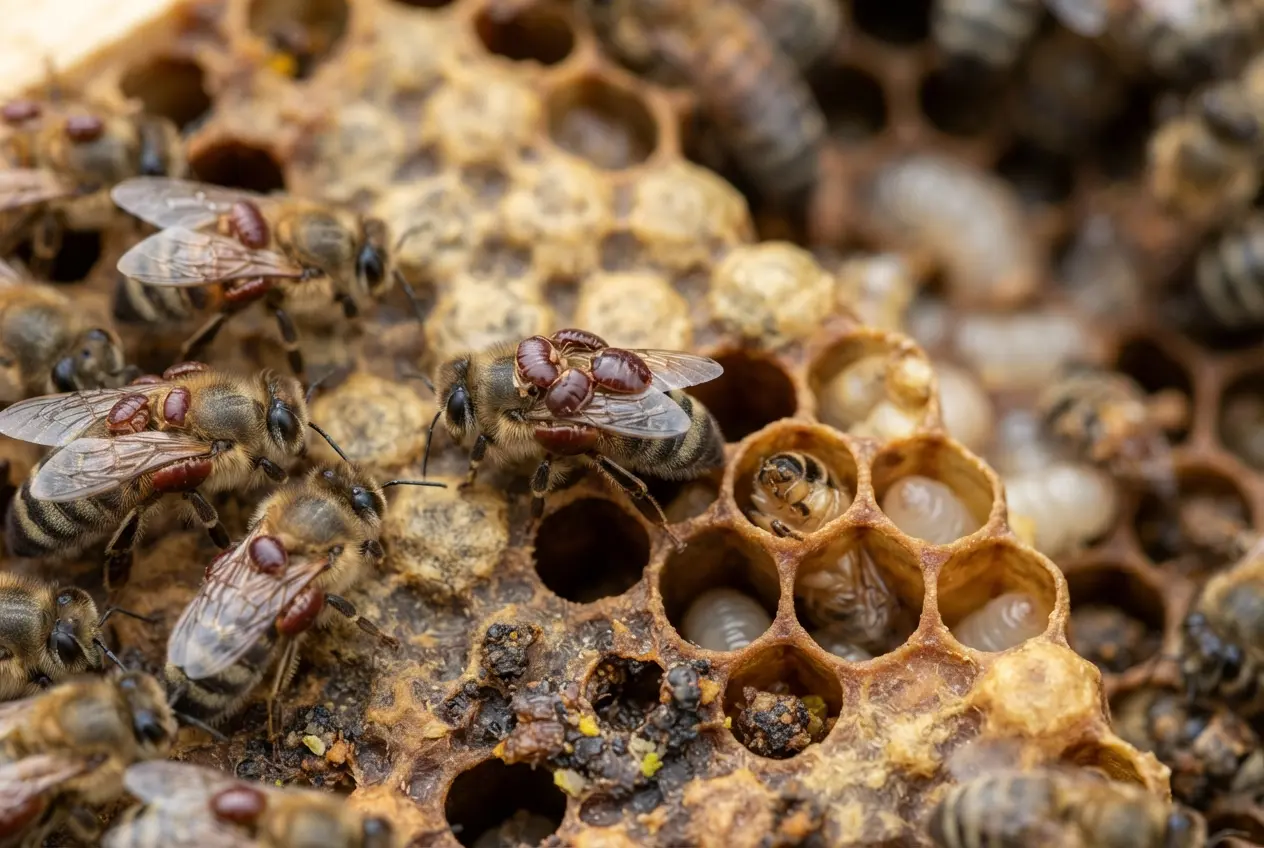 Sinais de infestação de Varroa nas abelhas 