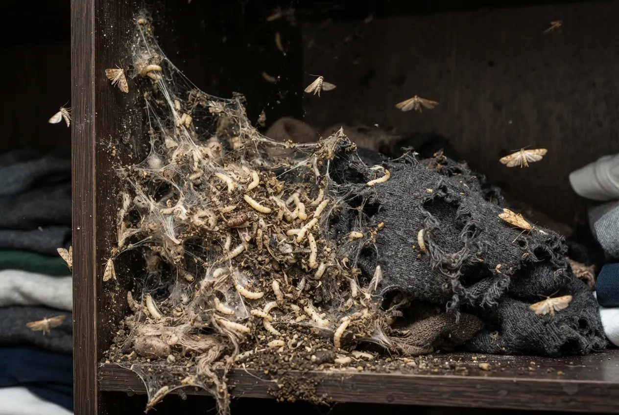 Sinais de infestação de traças no ninho 