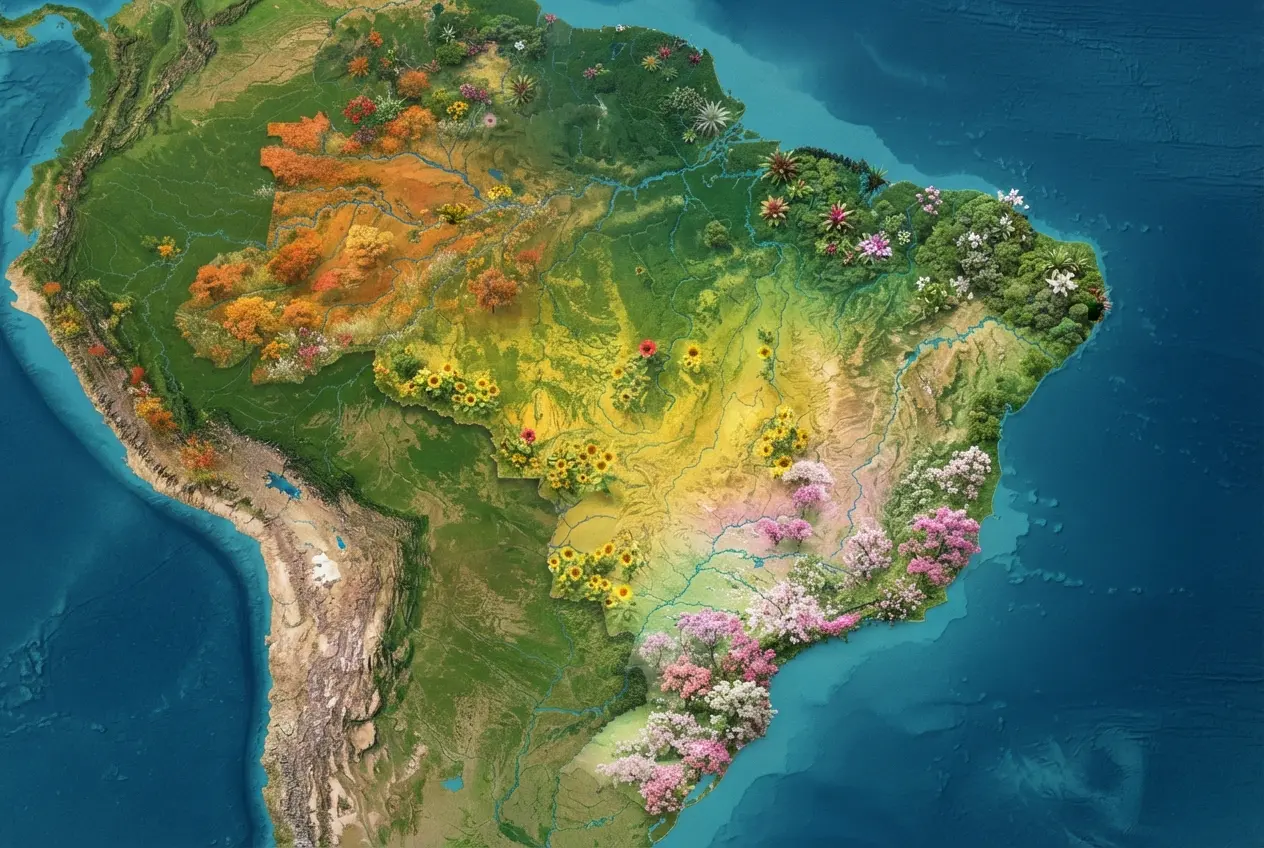 Mapa das floradas por estação calendário apícola no sudeste