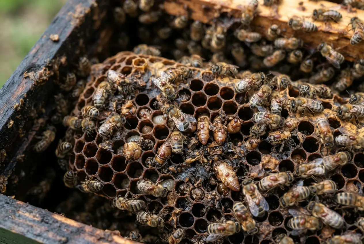 Sinais de infestação dentro da colmeia como identificar a praga do besouro das colmeias
