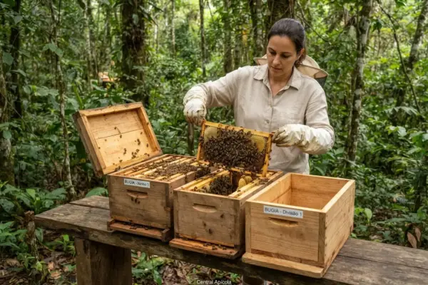 Como Fazer Divisão de Abelha Bugia em Caixa INPA?